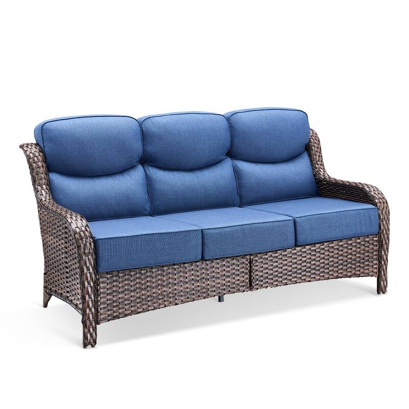 Outdoor Wicker Sofa PE Rattan Patio Sofa - 3-Seat Sofa