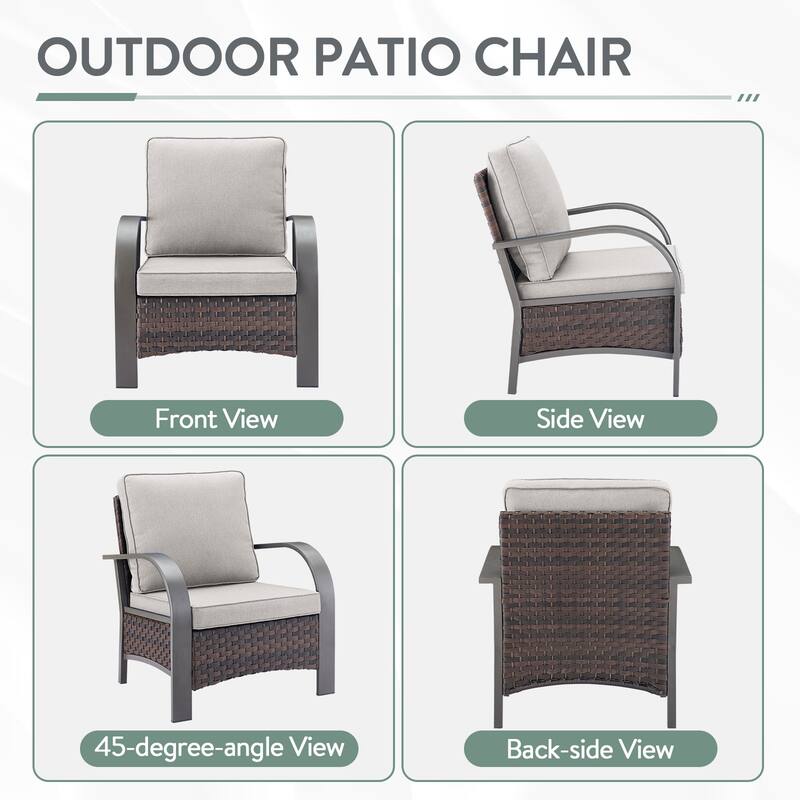 4 Outdoor Patio Chair with Fire Pit Table