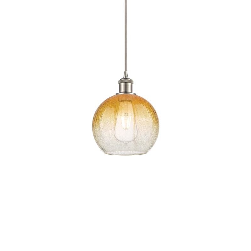 Innovations Lighting 516-1P-11-8 Brookhaven Globe Pendant Brookhaven - Brushed Satin Nickel / Amber