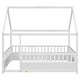 preview thumbnail 34 of 34, Twin/Full Size Floor Bed Wooden House-shaped Bed Frame with Fence Guardrails & Roof, Twin/Full Size Bed for Kids Boys Girls