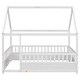 preview thumbnail 10 of 9, White Full Size Pine Floor Bed with House Roof & Guardrails