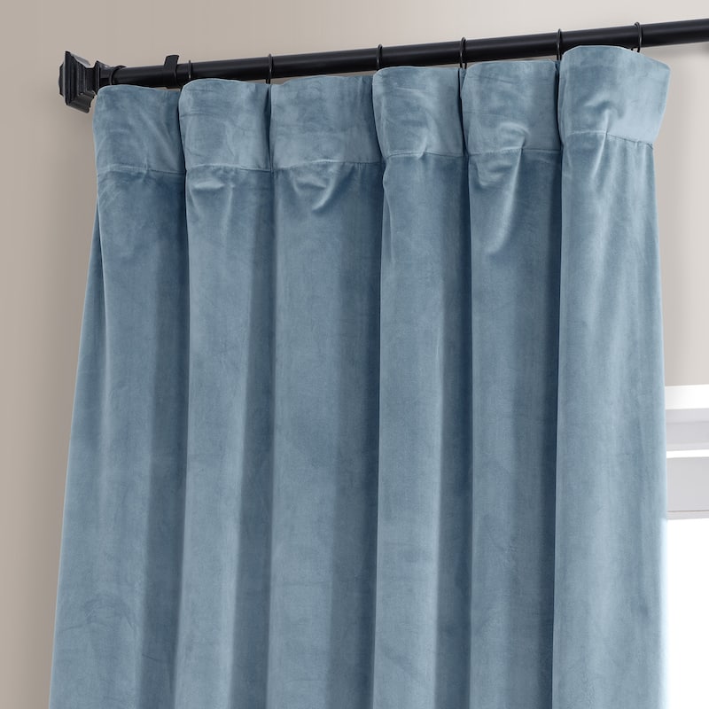 Exclusive Fabrics Signature Plush Velvet Hotel Blackout Curtains (1 Panel) - Luxury Soft Drapery for Light Control & Elegance