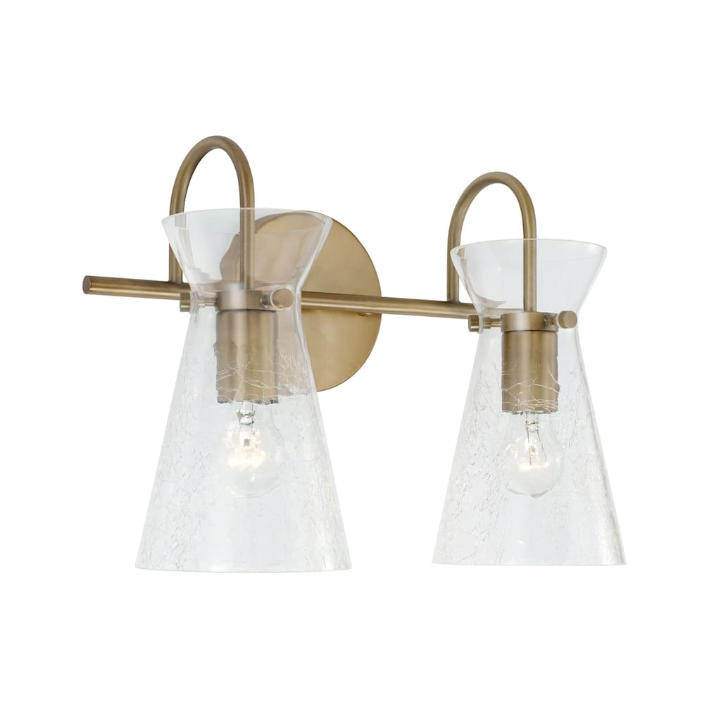 Mila 2-light Bath/ Vanity Fixture w/ Clear Half-Crackle Glass