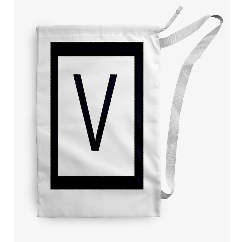 Modern Monogram Laundry Bag - 18" x 29" - White/Black