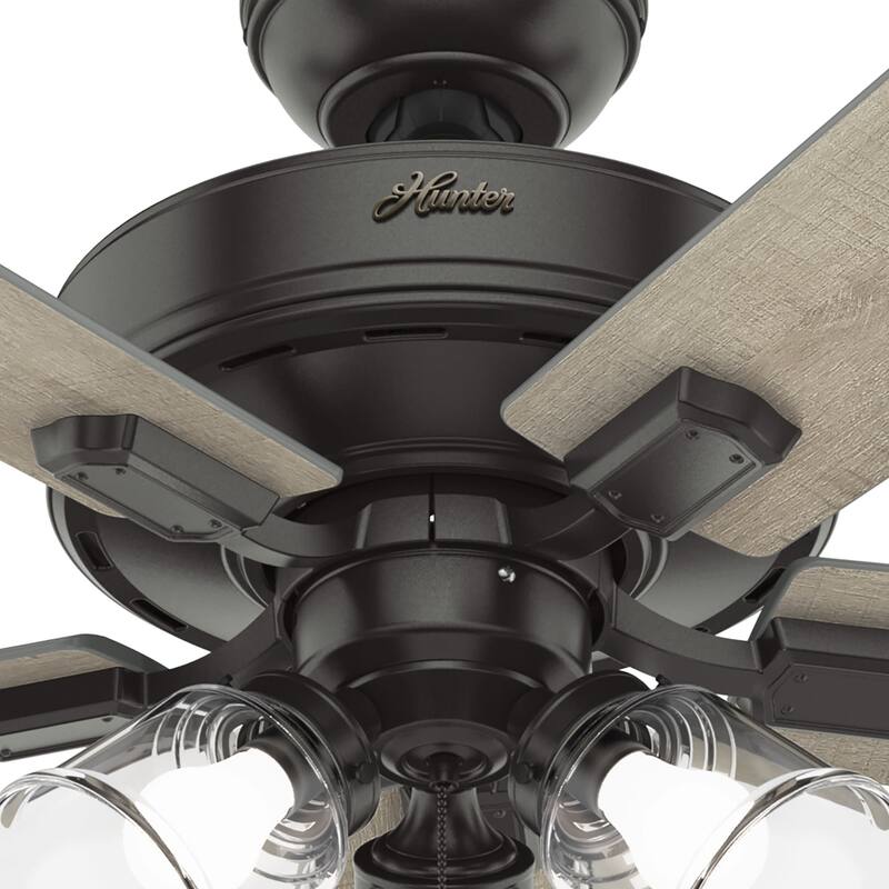 Hunter 60" Crestfield Ceiling Fan w/3-Light LED Light, Pull Chain - Farmhouse, Transitional, Rustic - Exclusive SureSpeed!