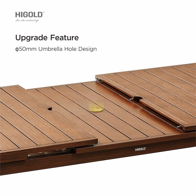 HIGOLD Carlo 9 Pieces Outdoor Patio Dining Set with Umbrella Hole - 8 Seater