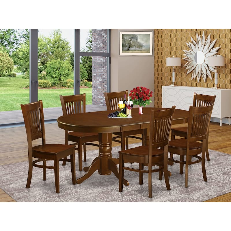 East West Furniture 7 Piece Dining Table Set- an Oval Wooden Table and 6 Wooden Chairs, Espresso(Seat Type Options)