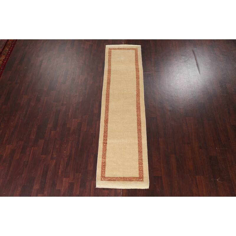 Bordered Neutral Gabbeh Kashkoli Oriental Runner Rug Wool Hand-knotted - 2'5" x 9'10"