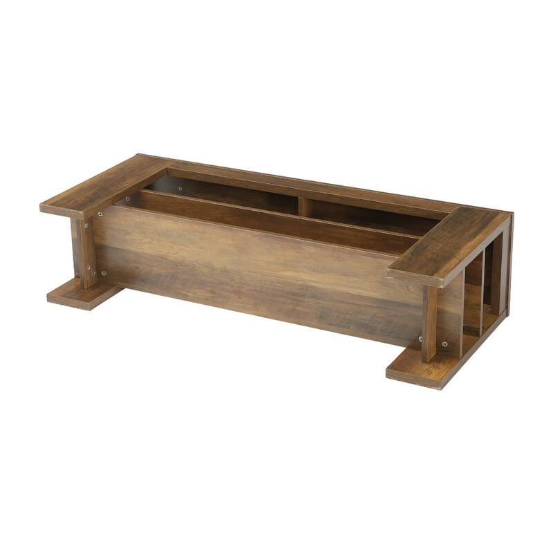 Rustic Brown Wood 3-Tier Shoe Bench with Open Storage, Entryway Bench