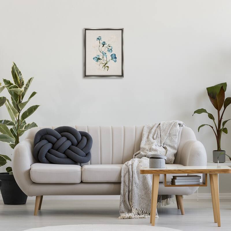 Stupell Blue Flower Herbs Framed Floater Canvas Wall Art Design By Susan Jill