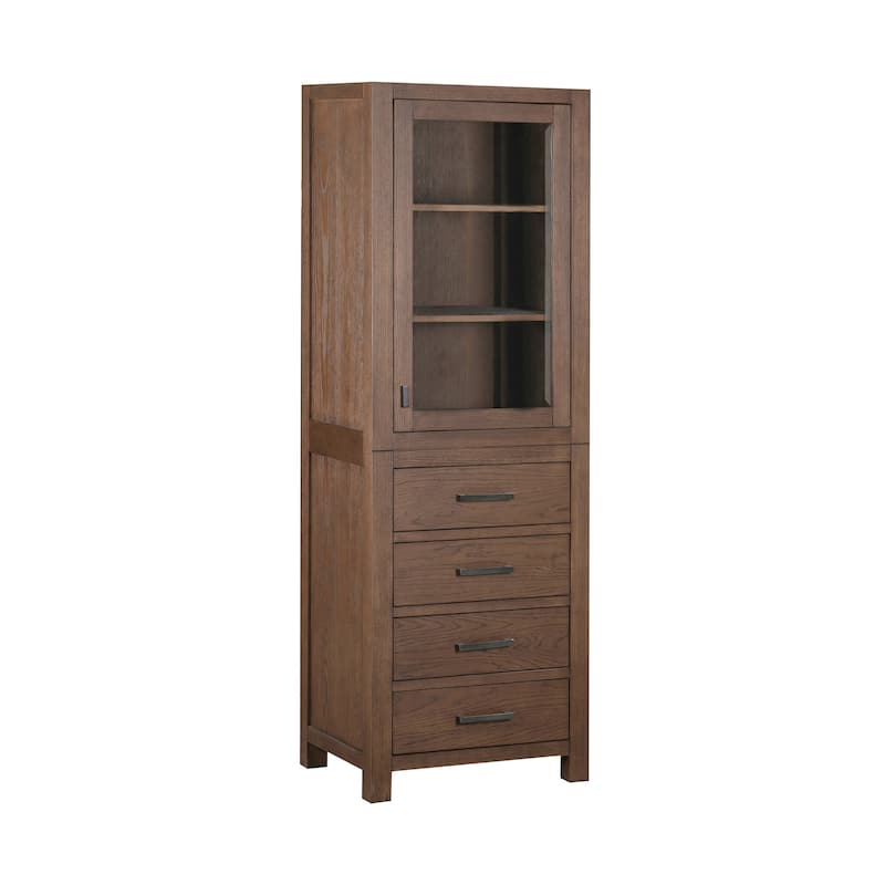 Avanity Modero 24 in. Freestanding Linen Tower with Leveling Feet - 24"W x 19.9"D x 71.3"H - Mocha Oak