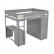 preview thumbnail 5 of 13, Gray Full Pine Wood Loft Bed w/ Wardrobes, 2-Drawer Desk w/ Cabinet