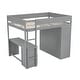 preview thumbnail 30 of 30, Pine Wood Loft Bed with Wardrobes, 2-Drawer Desk, and Cabinet, Full-Length Guardrail