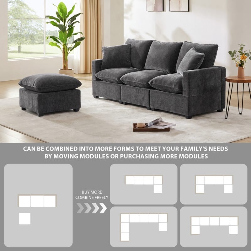 Modern Chenille Multi-Seat Sectional Sofa
