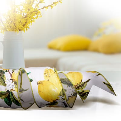 4" X 10Y Lemon and Leaf Ribbon