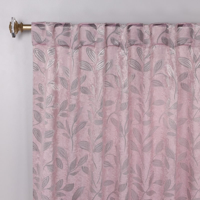 Superior Leaves Machine Washable Room Darkening Curtains with Back Tabs, Set of 2