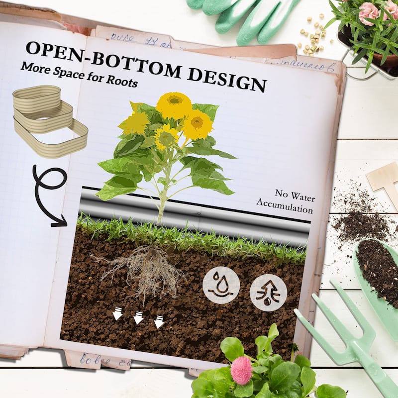 Outsunny 3-Tier Galvanized Steel Raised Garden Bed Kit, 62.25" x 43" x 32.25", 3 Combining Planter Boxes