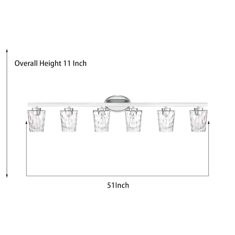 Acroma 6-light Modern Nickel Bathroom Vanity Light with Art Glass - 51 inches