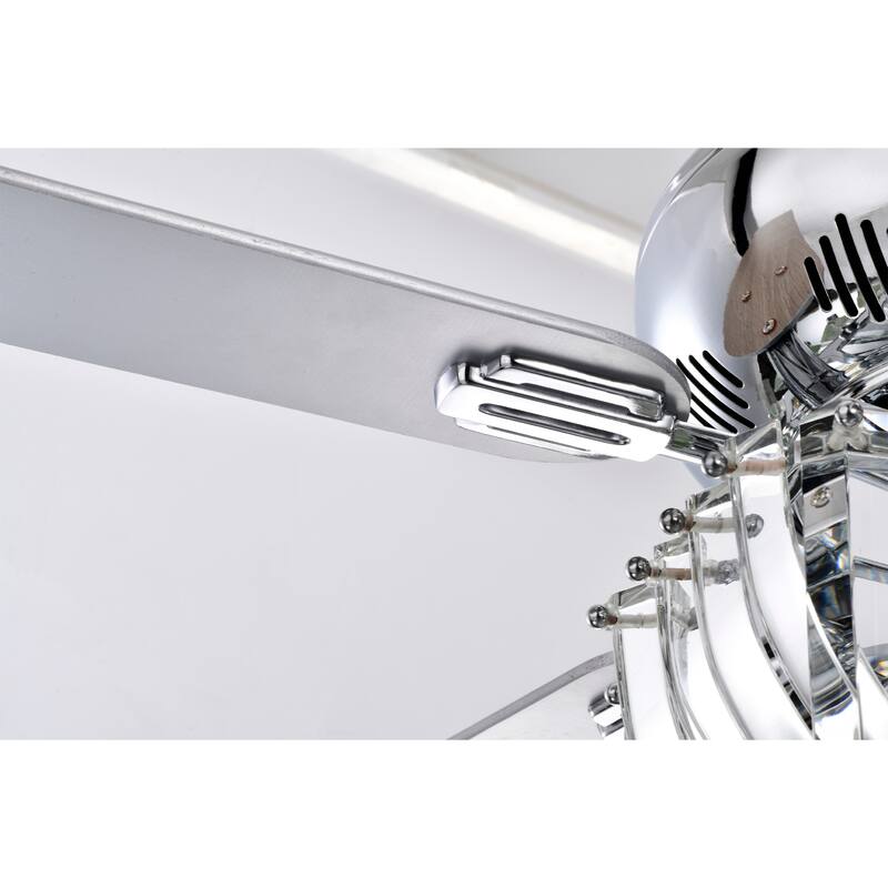 Zyanya 52 Inch Chrome Finish Modern Crystal Ceiling Fan with Remote - N/A