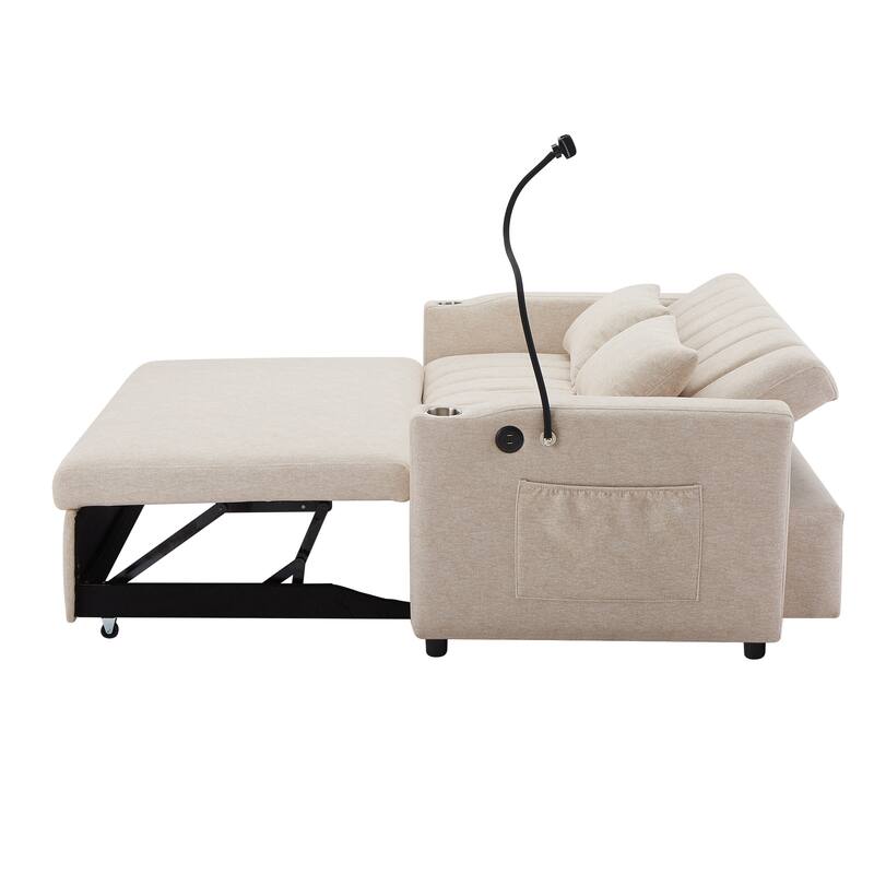 55.9" Convertible Sofa Bed Loveseat Sofa with Three USB Ports