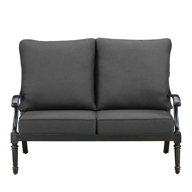 Black Aluminum Deep Seating Deep Seating Loveseat with Cushions