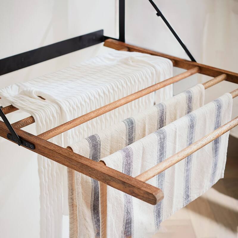 Wall Mounted Clothes Drying Rack Laundry Drying Rack Collapsible - Black