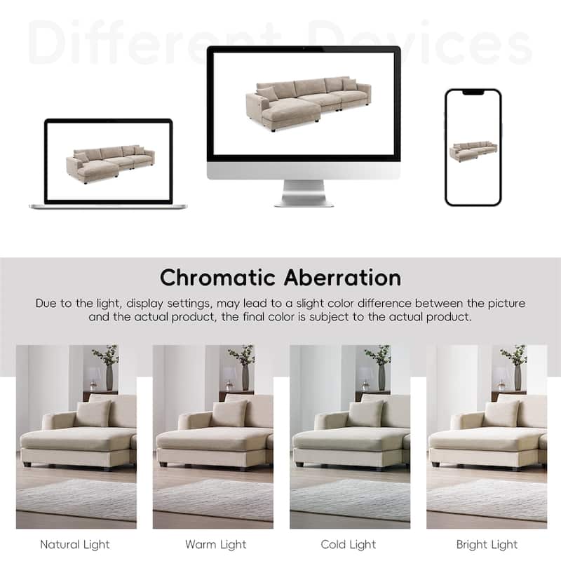 134"*54"Oversized Corduroy Sectional Sofa,L Shaped Cloud Couch