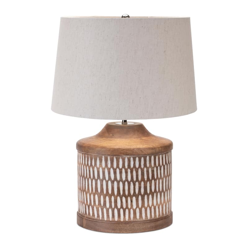 Notched Wood Table Lamp 21.5"H