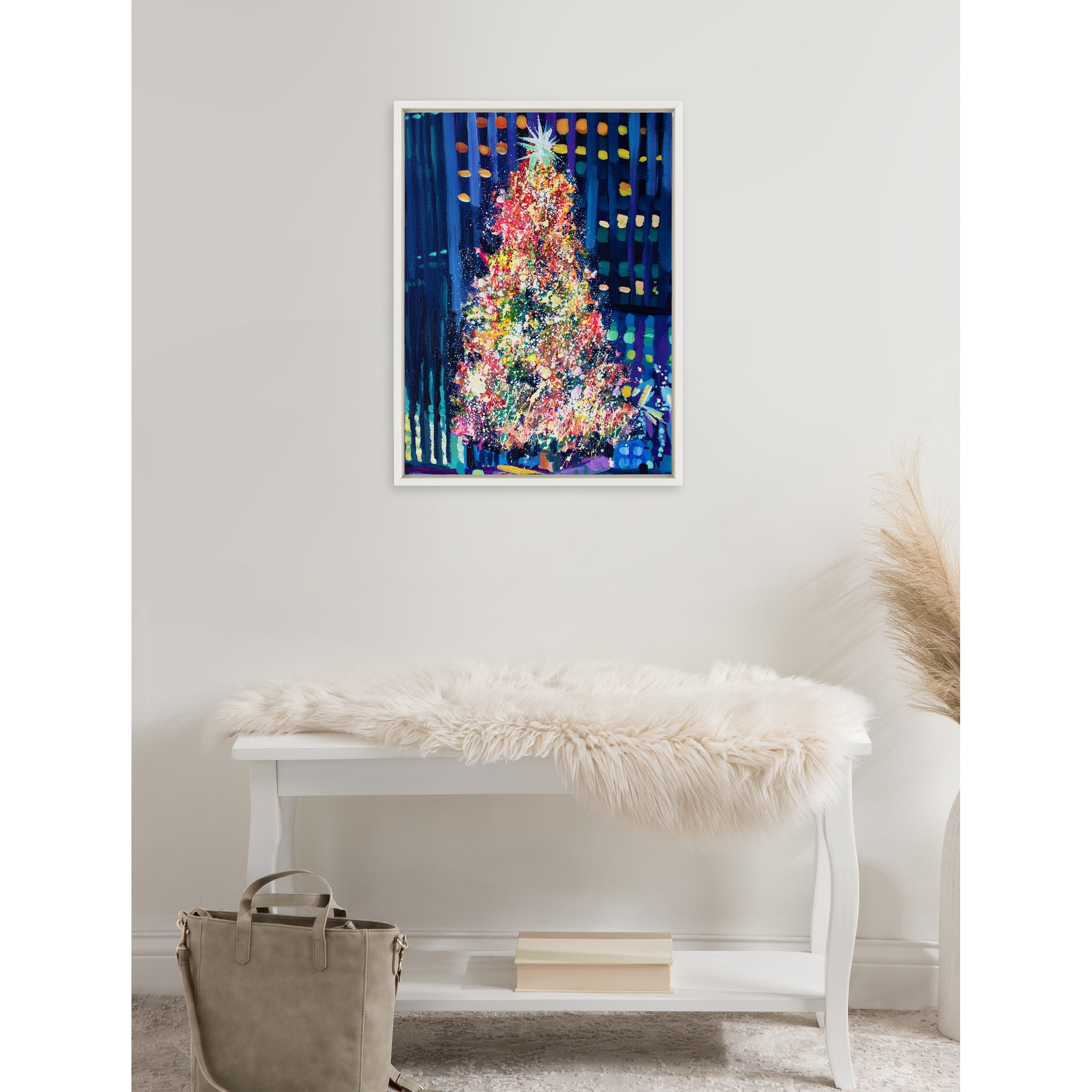 Kate and Laurel Sylvie Rockefeller Center Tree Framed Canvas by Rachel Christopoulos