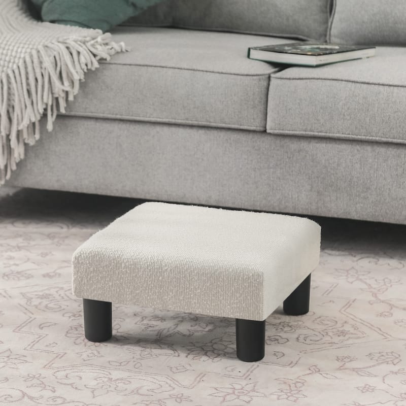 Adeco Ottoman Upholstered Fabric Footrest Pet Steps Dog Stair Stool - Cream-Gauze