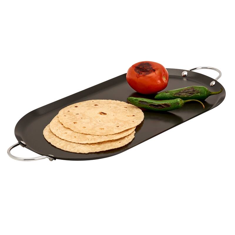 Infuse 15.75-inch x 7.75-inch Oval Carbon Steel Comal / Griddle