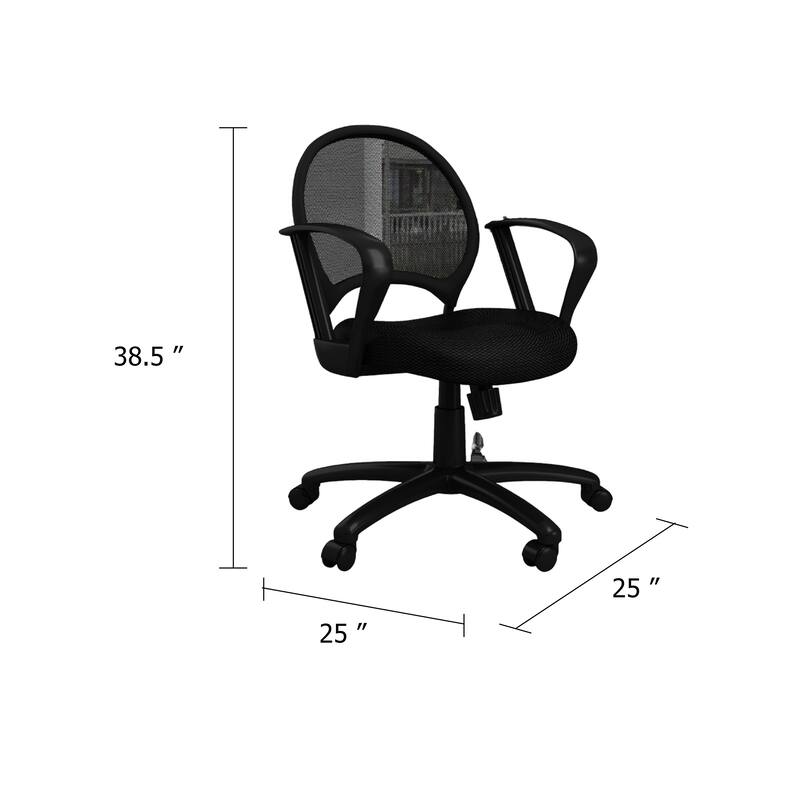 Lene Swivel Office Armchair, Black Mesh, Rolling Metal Frame