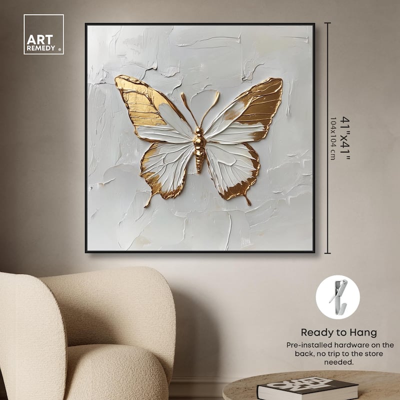 Simple Golden Butterfly Canvas by Art Remedy