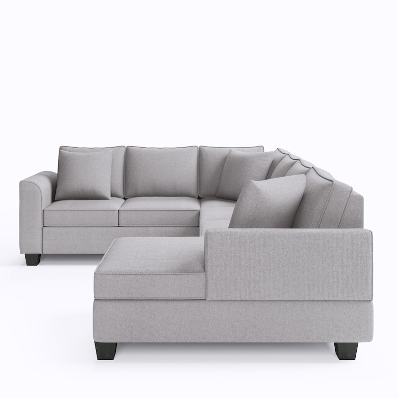 110*86" Sectional Sofa Upholstered Modern English Arm Classic U-shaped Sofa 3 Pillows Included