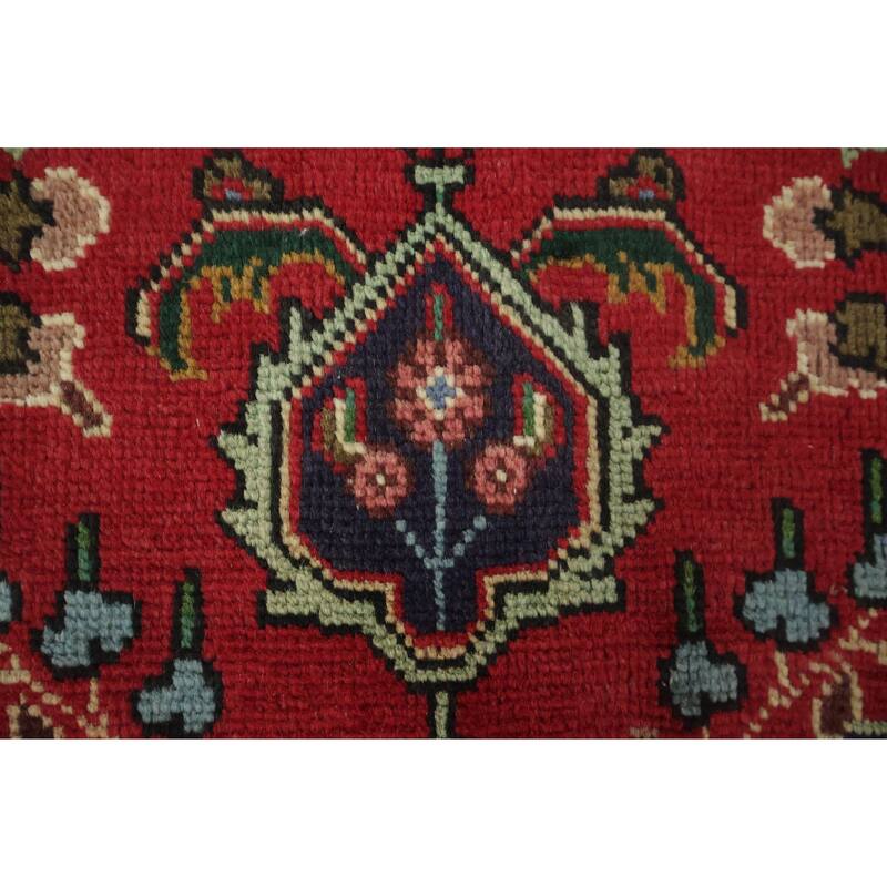 Hand Knotted Oriental 100% Wool Carpet Traditional Geometric Red Tabriz Area Rug - 4' 9'' X 3' 2''