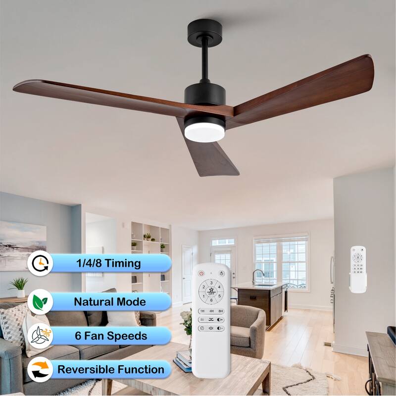 60" Ceiling Fan with Light and Remote, Quiet DC Motor, 6-Speed 5000 CFM