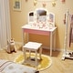 preview thumbnail 15 of 18, Gymax Kids Vanity Table Set 2-in-1 Princess Makeup Dressing Desk