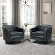 preview thumbnail 45 of 79, 2 Set Tufted PU Vegan Leather Swivel Barrel Chair with Nailheads Trim Black