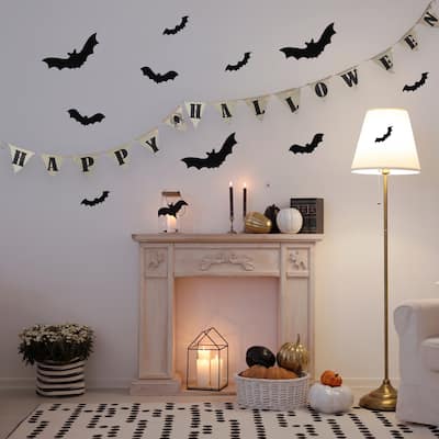 18.75" Beige Battery Operated LED Burlap Happy Halloween Banner