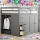preview thumbnail 1 of 18, Full Size Loft Bed With Built-in Wardrobes,Cabinets And Drawers for Home Grey