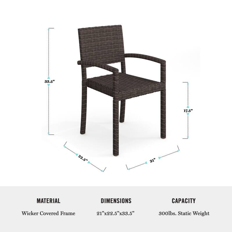 Martha Stewart 7pc Rattan Patio Dining Set - 6 Chairs, Table - 62"D x 39"W x 30"H