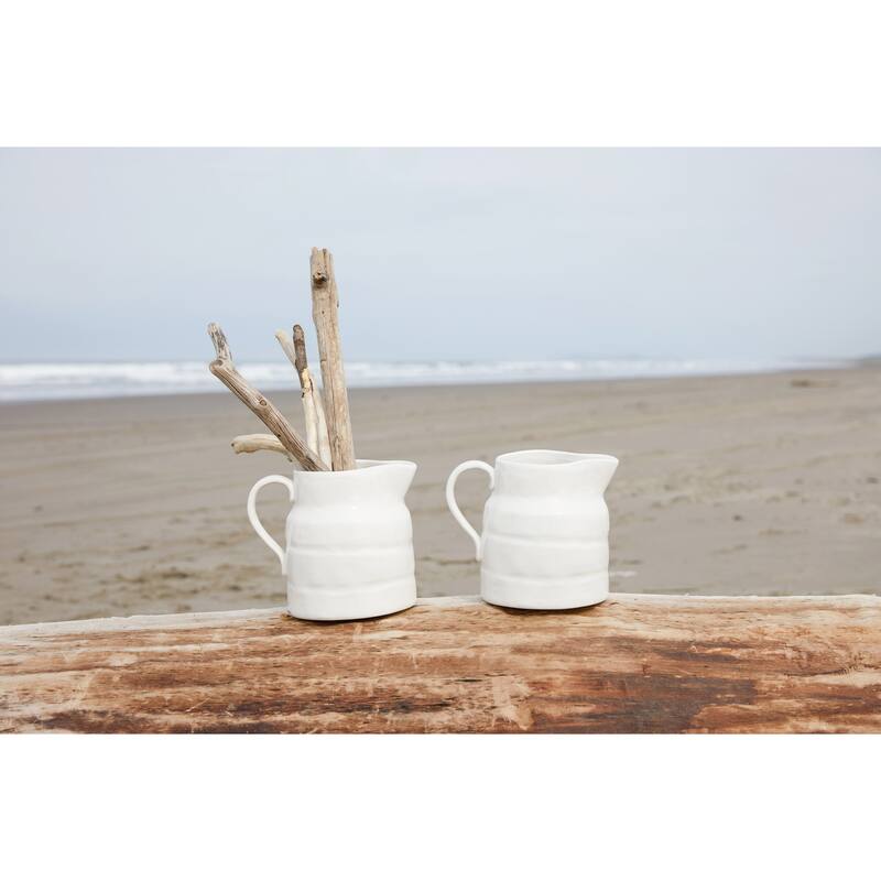 White Vintage Stoneware Pitcher Reproduction