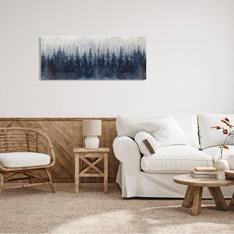 Stupell Rustic Blue Forest Tree Line Fir Woodland Canvas Wall Art On