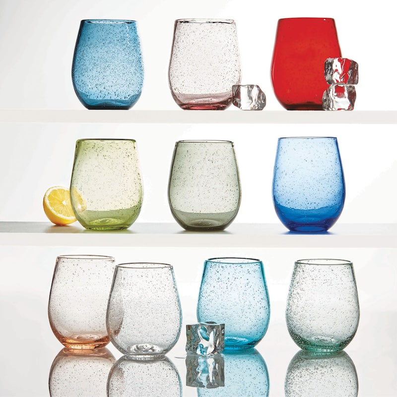 16 oz. Bubble Glass Stemless Wine Drinkware Blush Dishwasher Safe Beverage Glassware For Dinner Party Wedding Restaurant Bar