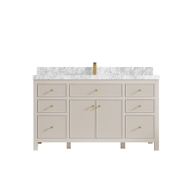 Willow Collections 60 in W x 22 in D Sonoma Free Standing Reeded Single Sink Bathroom Vanity with Countertop