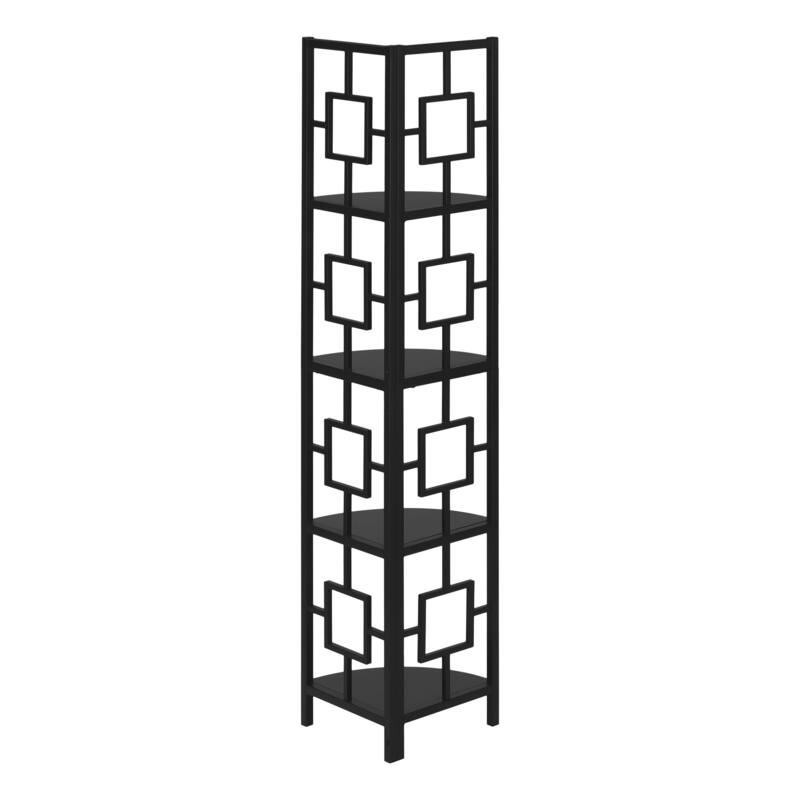 Bookshelf, Bookcase, Etagere, Corner, 4 Tier, 62"h, Office, Bedroom, Laminate, Metal, Contemporary, Modern