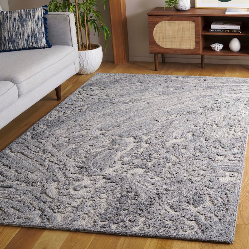 SAFAVIEH Handmade Trace Sasha Modern & Contemporary Wool Rug - 3' x 5' - Grey/Ivory
