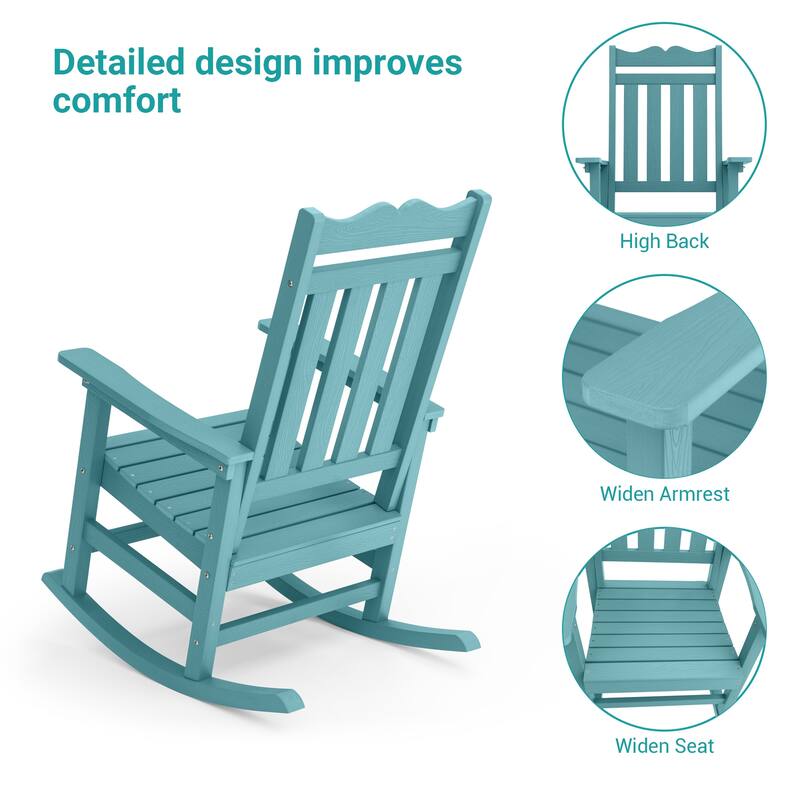 BONOSUKI Patio Adirondack Rocking Chair,Fire Pit Chair Weather Resistant