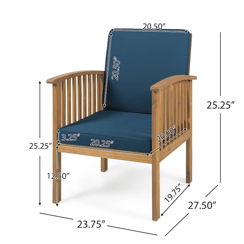 Casa Acacia Outdoor Acacia Wood Club Chairs(Set of 4) by Christopher Knight Home