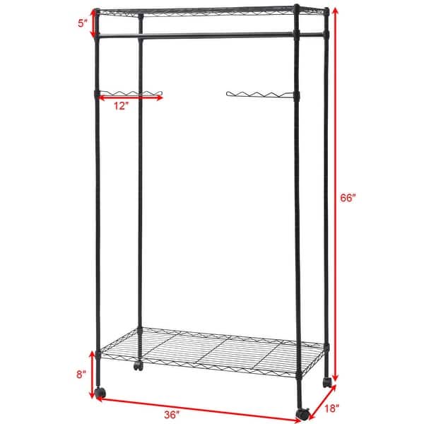 Shop Costway Garment Rack Double Hanging Clothes Rail Rolling